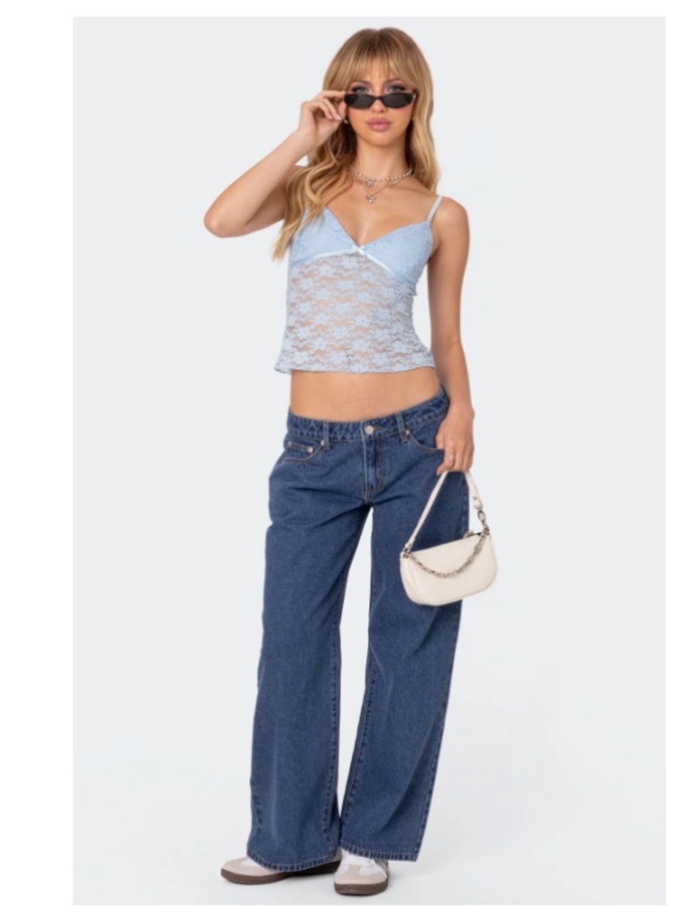 Edikted PETITE RAELYNN WASHED LOW RISE Blue washed/ small